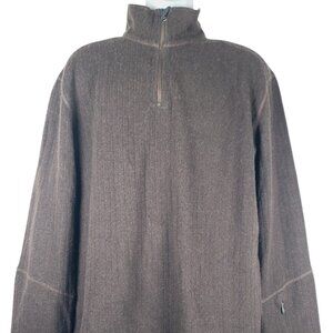 Prana Men's Brown 1/4 Zip Wool Blend Ribbed Long Sleeve Pullover Size XL